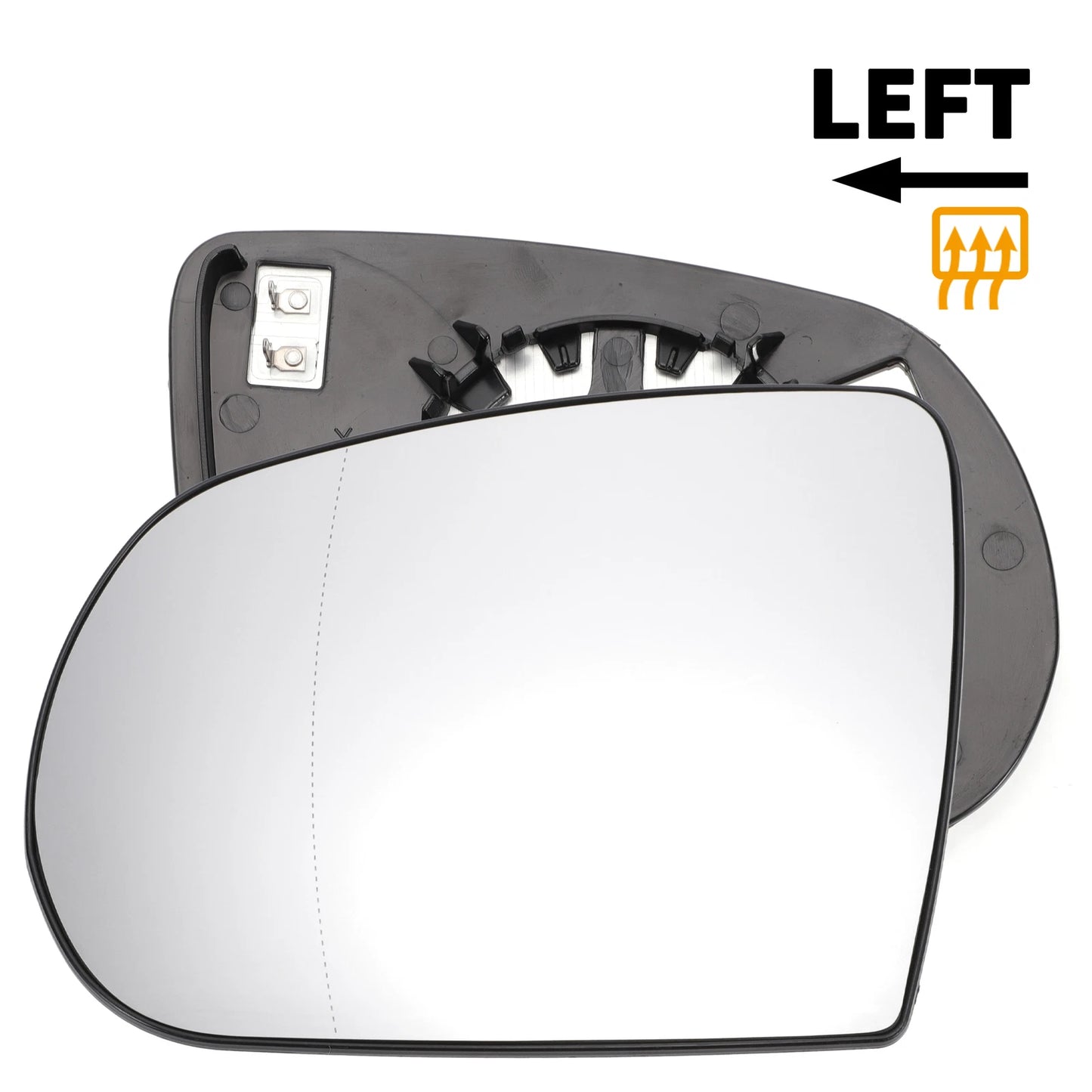 Left Side White Heated Mirror Glass for Jeep Grand Cherokee, Compass (2011-2023)