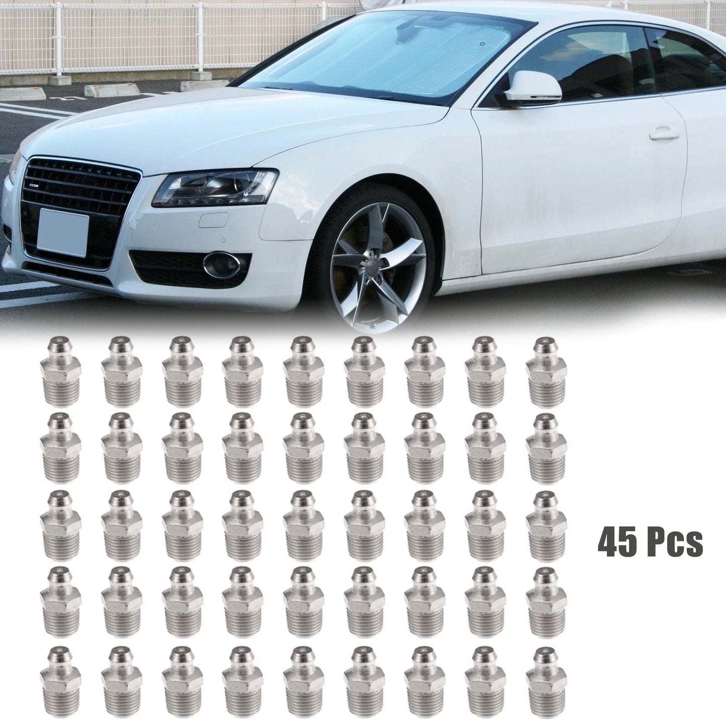45pcs M10 x 1 Nickel Plated Grease Nipple Fitting for Motorcycle Car