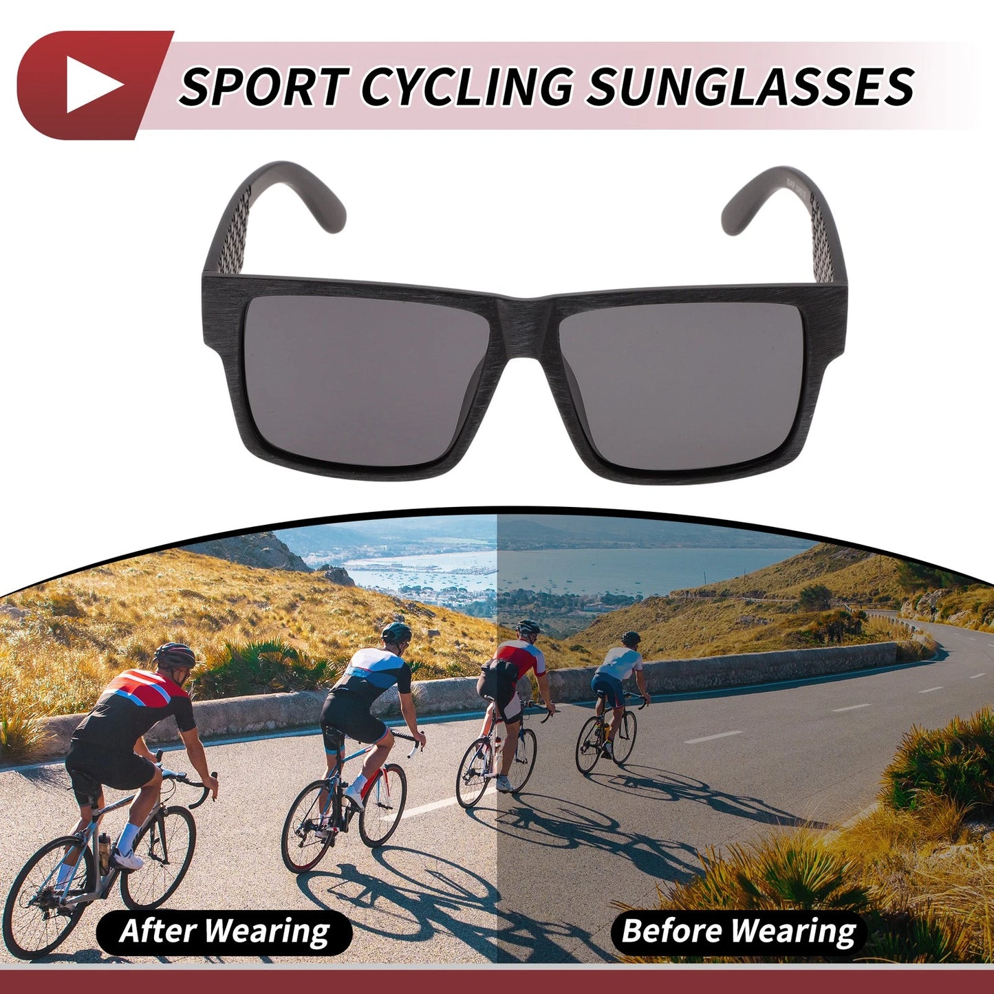 Motorcycle Riding Goggles Deep Gray Lens Black Frame Tri-acetel Cellulose UV400