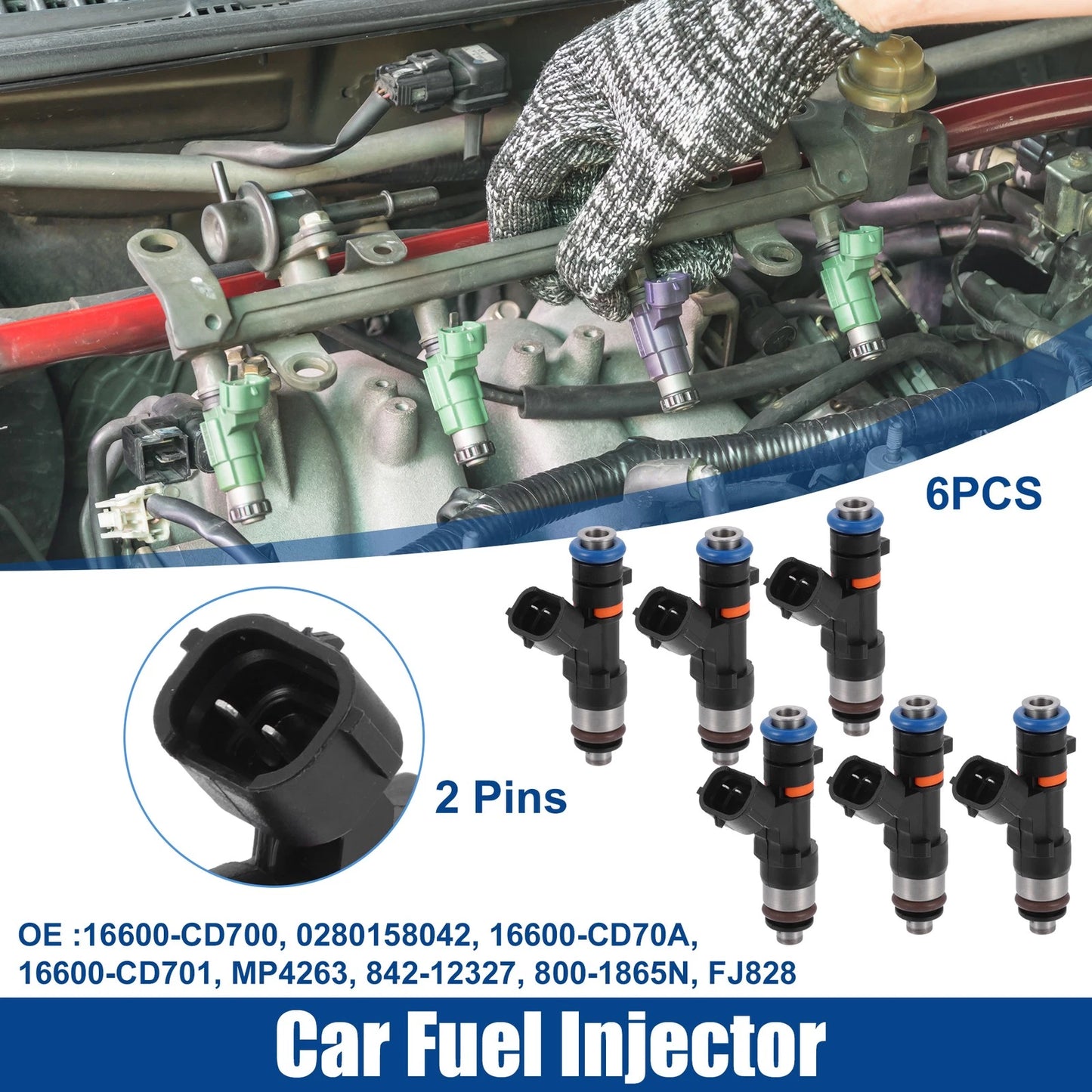 6 x Car Fuel Injector Nozzle Replaces for Nissan 350Z (2003-2009)