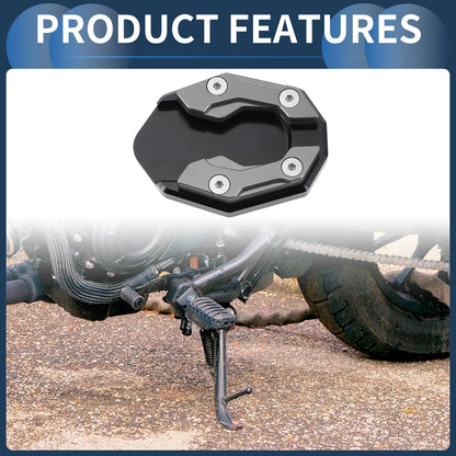 Side Stand Plate Pad with Wrench, Aluminum Alloy Titanium Tone for Motorcycle