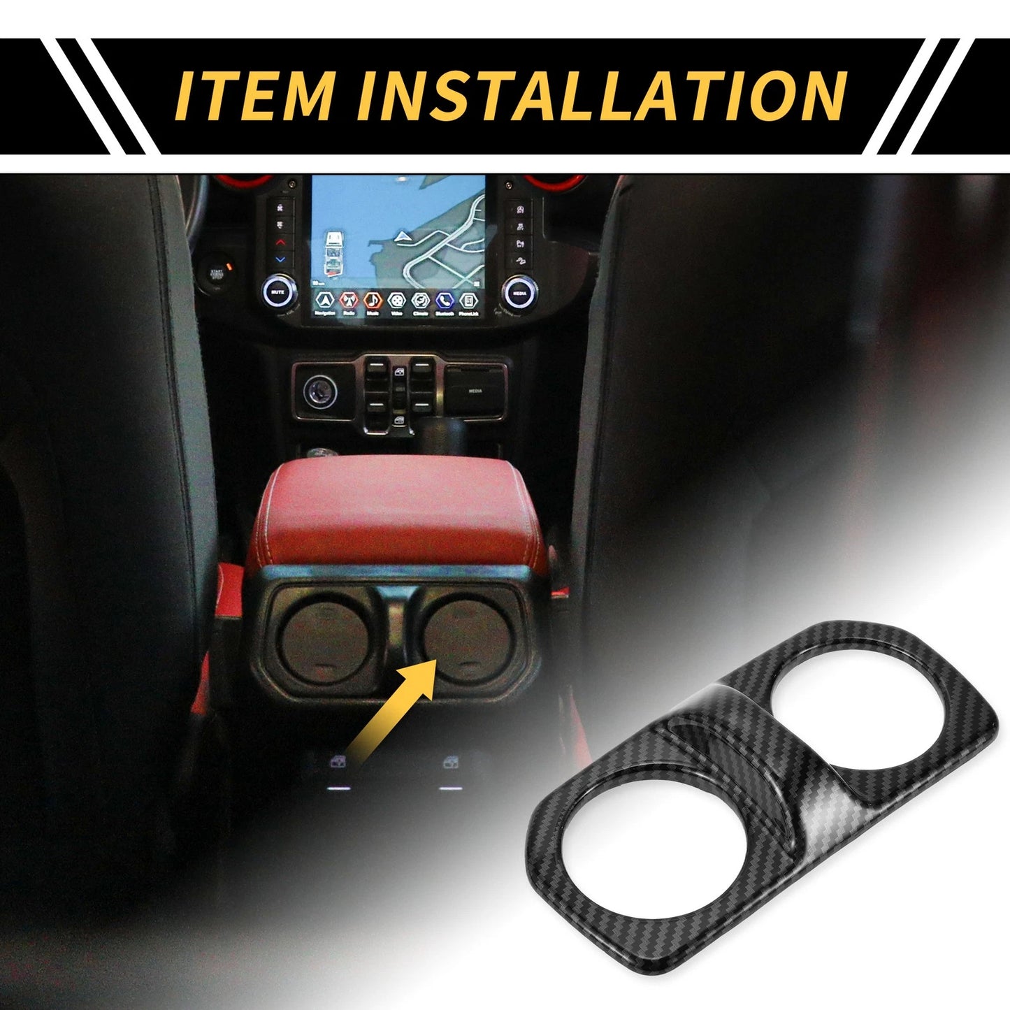Rear Air Vent AC Outlet Panel Cover for Jeep Carbon Fiber Black