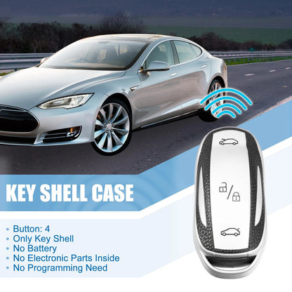 Smart Key Fob Case Cover for Tesla X 2016-2018 Silver Tone