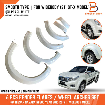 Wheel Arch Flares QX1 Pearl White for Nissan Navara D23 Ute ST ST-X (15-19)
