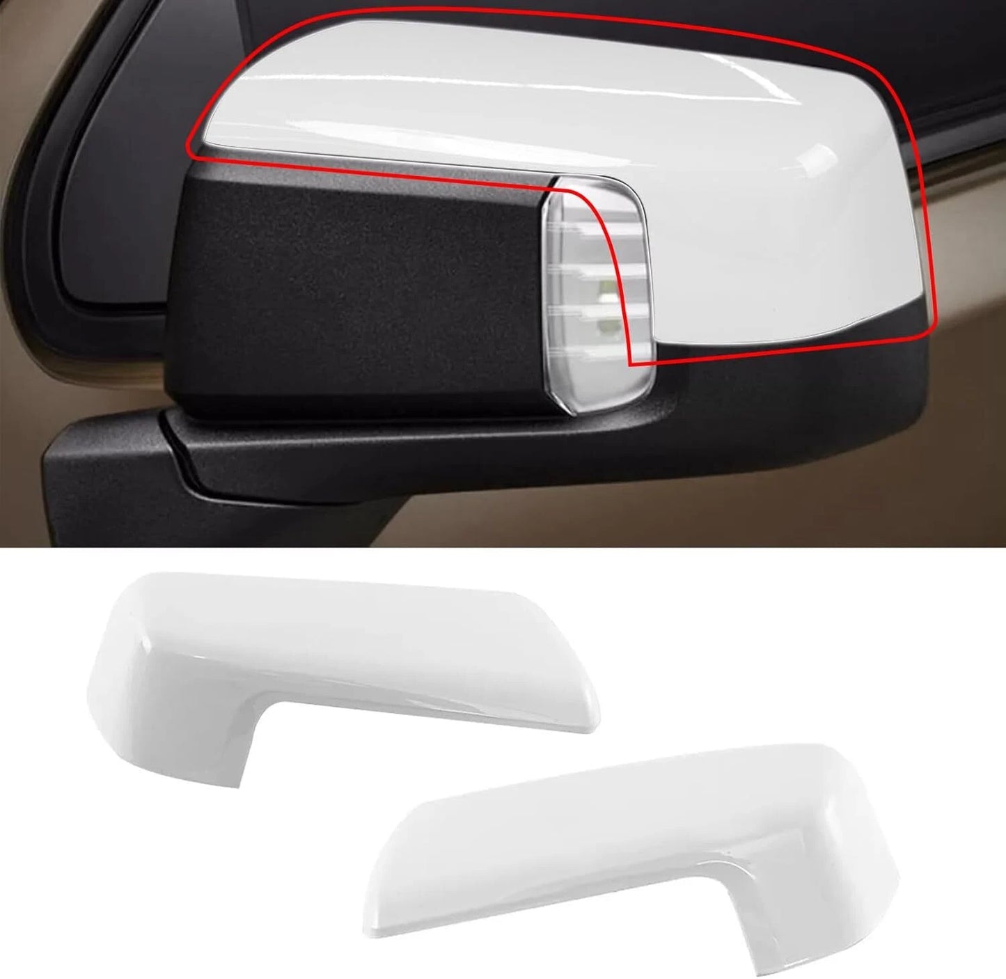 Top Half Mirror Cover Caps for 2019-2024 Chevy Silverado/GMC Sierra 1500 White