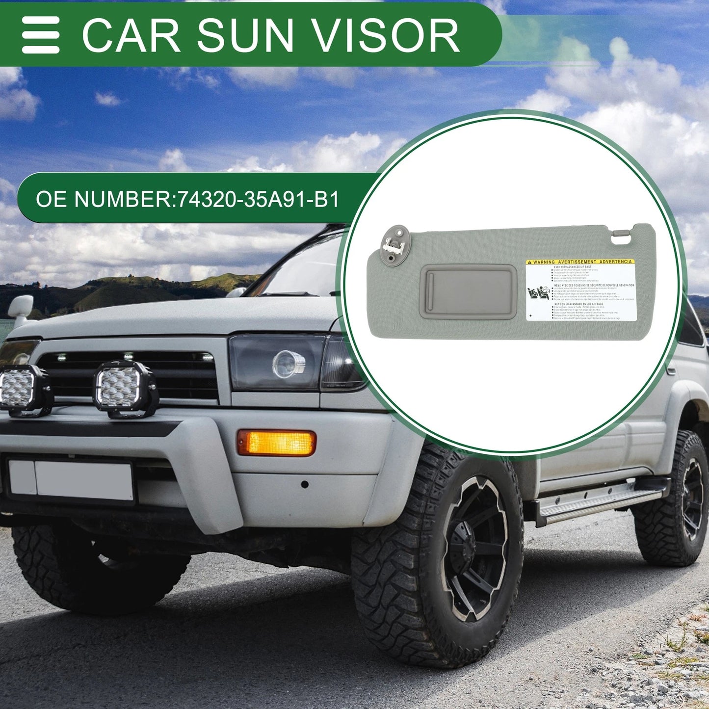 Left Driver Side Sun Visor for Toyota 4Runner (2010-2023) Gray