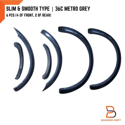 36C Metro Grey Slim Fender Flares for Ford Ranger T6 (2015-2018)