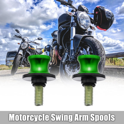 2 x 10mm Motorcycle Swing Arm Spool Rear Stand Sliders Green for Motorcycle