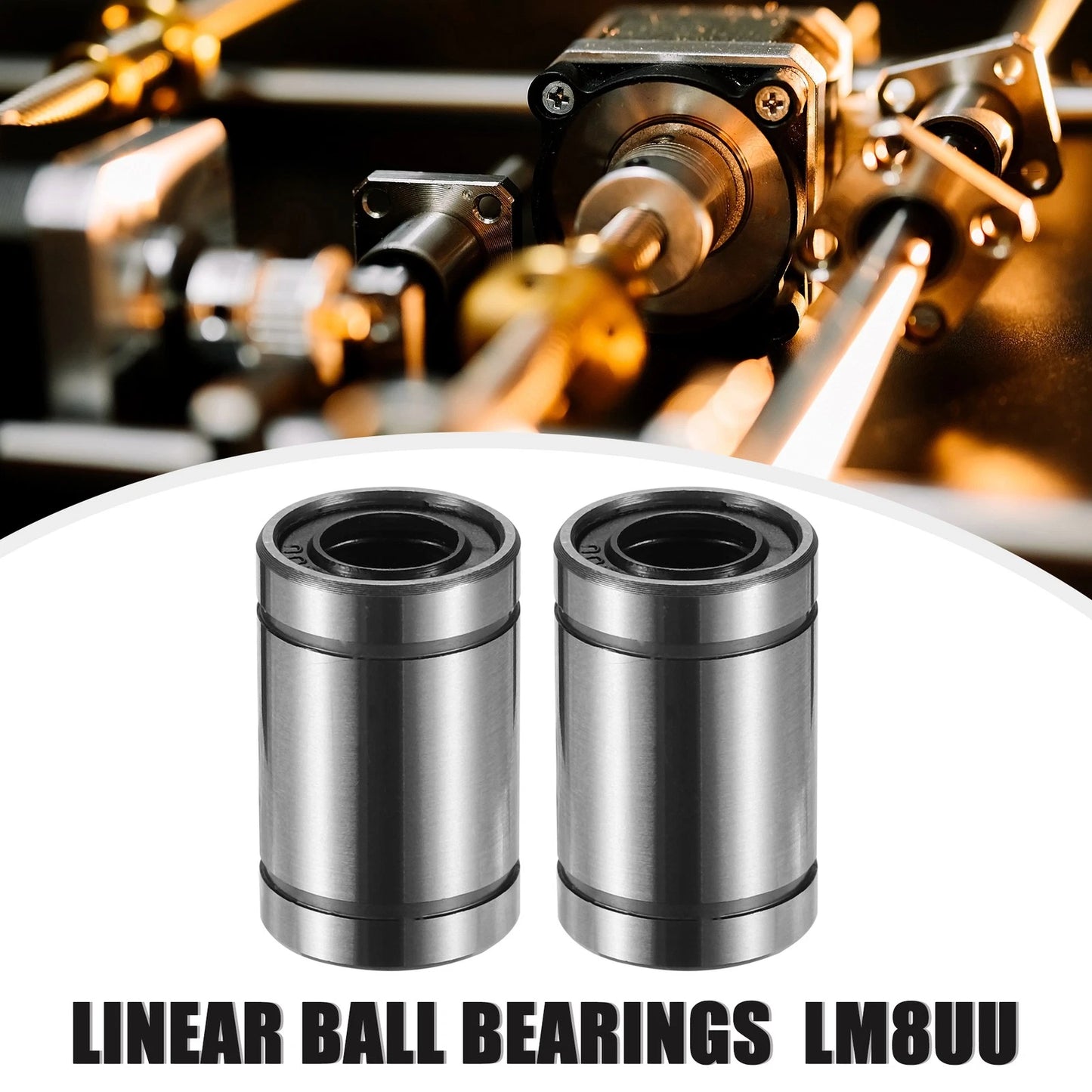 4 x LM8UU 8mm IDx15mm ODx24mm Length Car Linear Ball Bearings Silver Tone