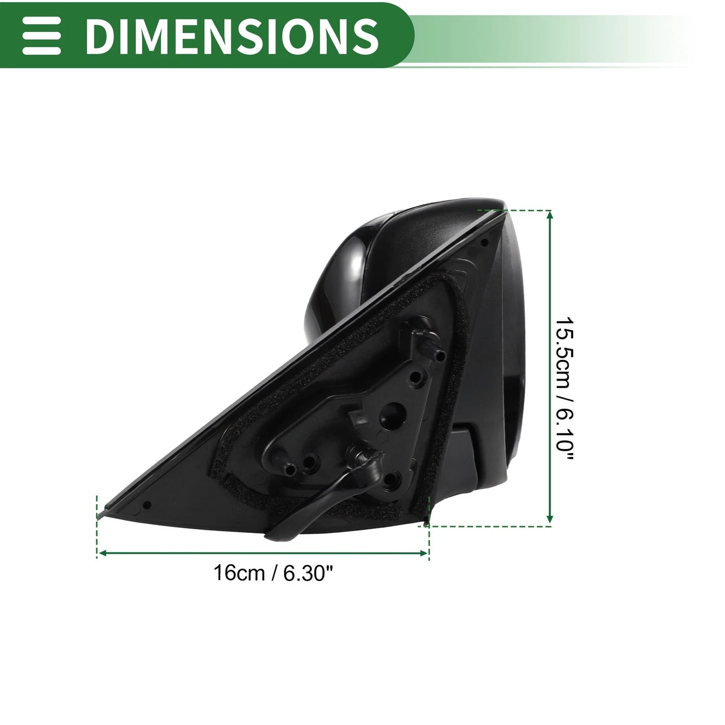 Right Door Mirror for Toyota Camry (2012-2014) Manual Folding Gloss Black