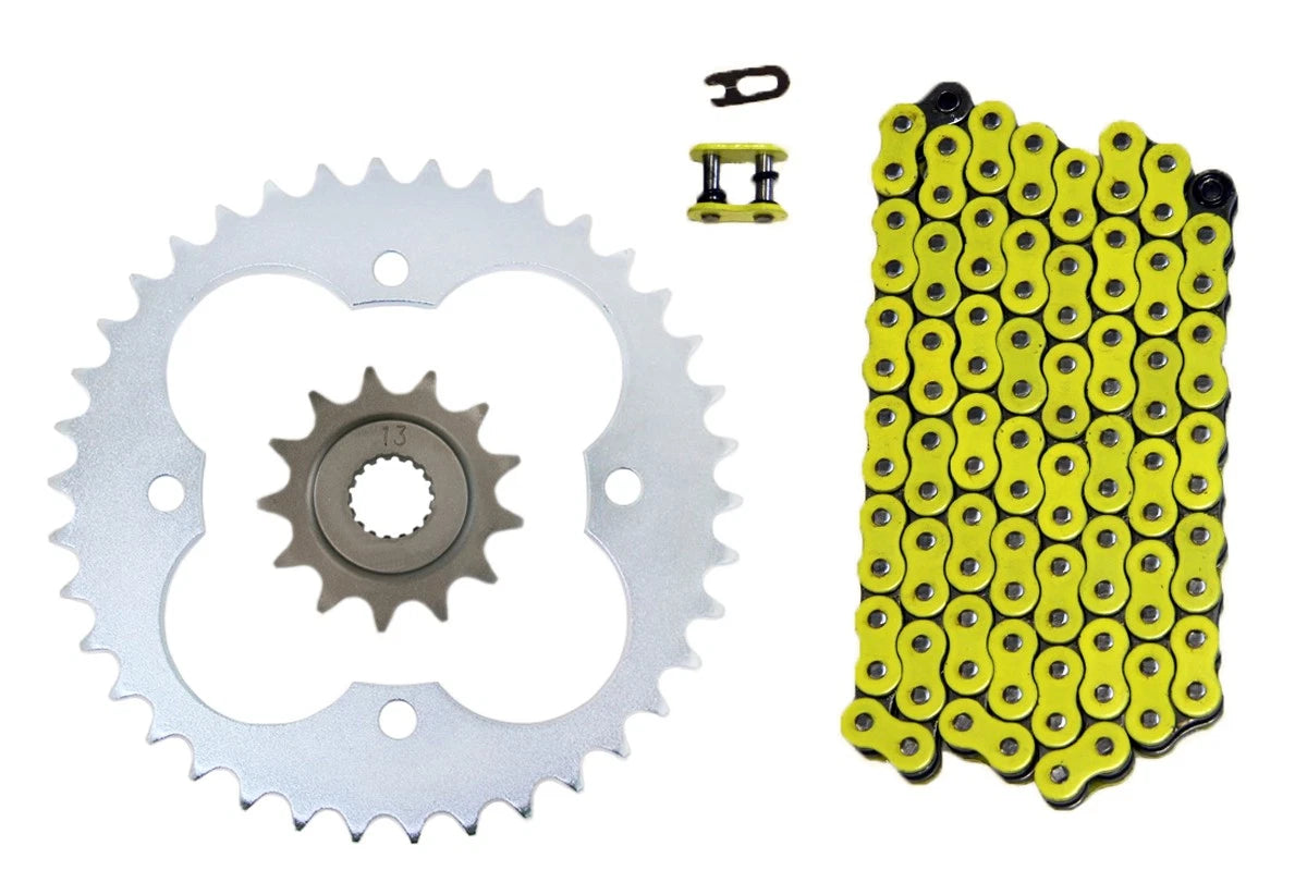 2 x Yellow 520x94 Drive Chain & 14/38 Sprockets for Honda TRX450R (2004–2005)