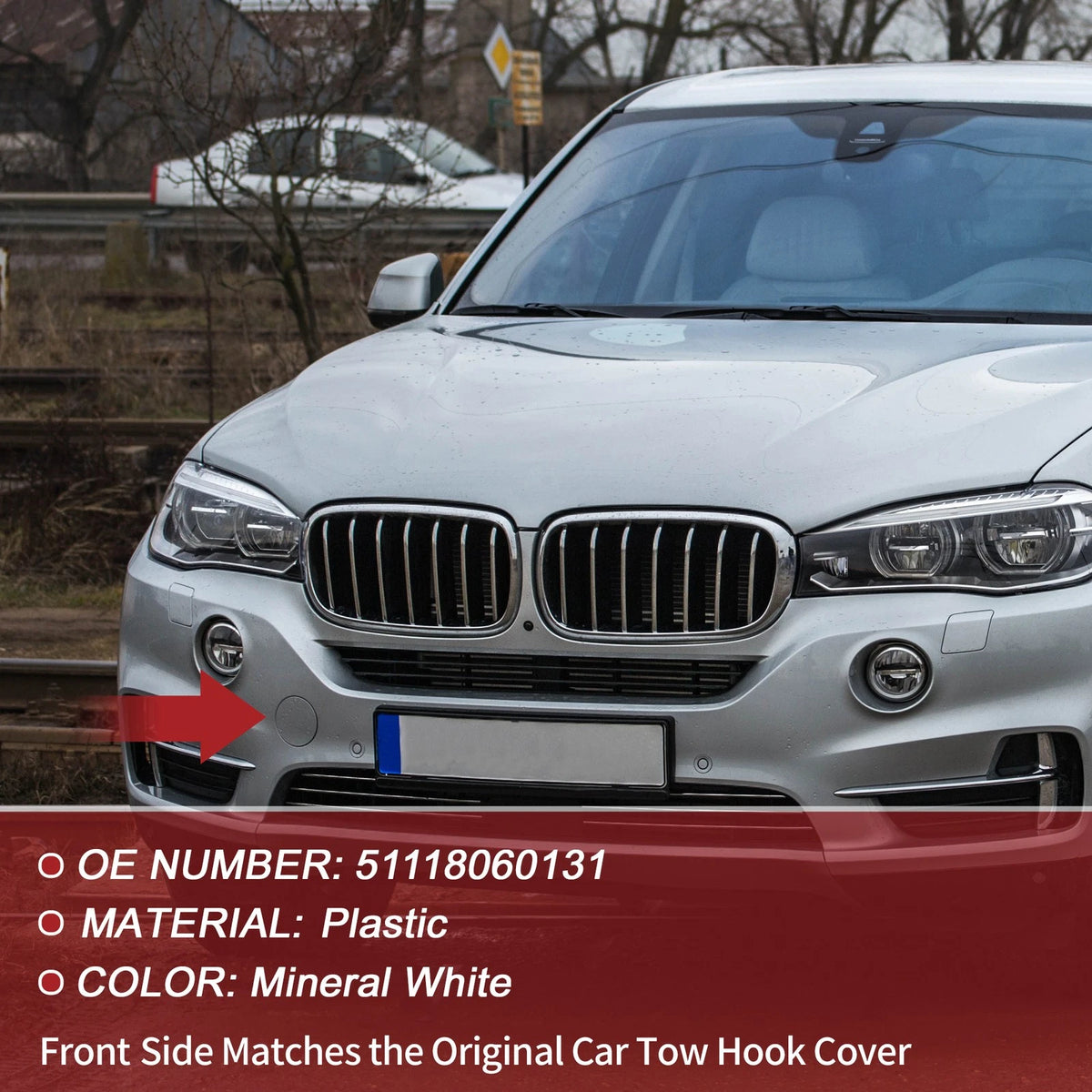 Tow Hook Cover for BMW X5 F15 M (2014-2018) White 1 Pc