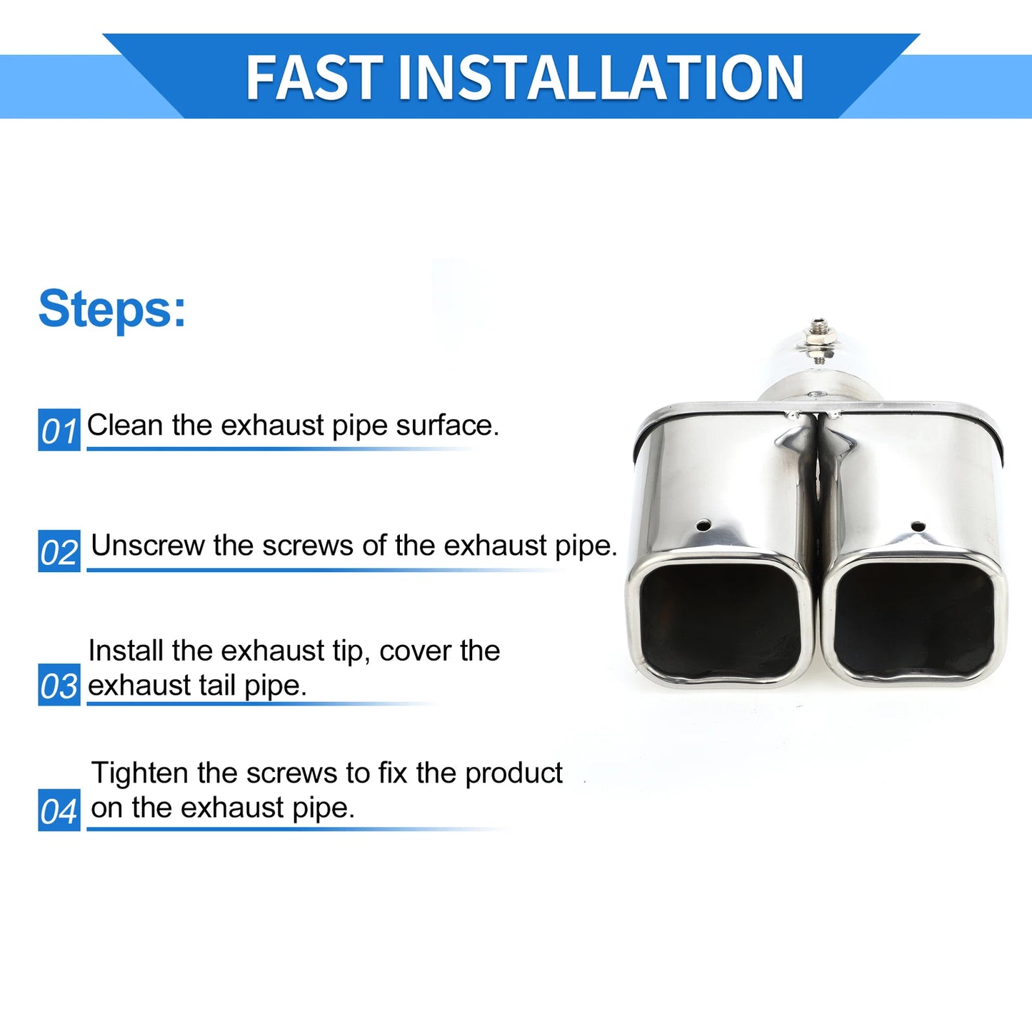 2 x 2.4" Square Curved Slant Cut Dual Exhaust Tips for Toyota Raize (2020-2023)