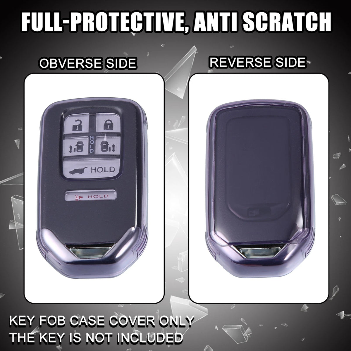 TPU Key Fob Remote Control Cover for Honda - Translucent Purple (N/A)