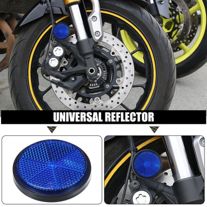 2 x Universal Round Shape Reflectors for Motorcycle Garbage Cans Car Blue