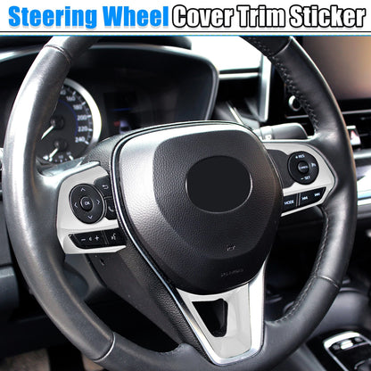 3 Pcs Silver Steering Wheel Cover Trim for Toyota Corolla RAV4 (2019-2022)