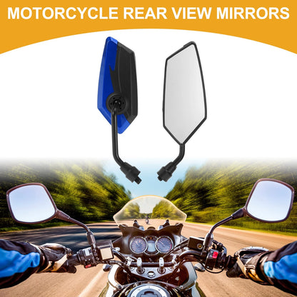 2 x Rear View Mirrors Handlebar Mirror Black Blue Iron Plastic for Motorcycle