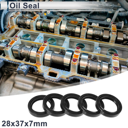 Oil Seal 28x37x7mm TC Seal Ring Nitrile Rubber Black 5 Pcs