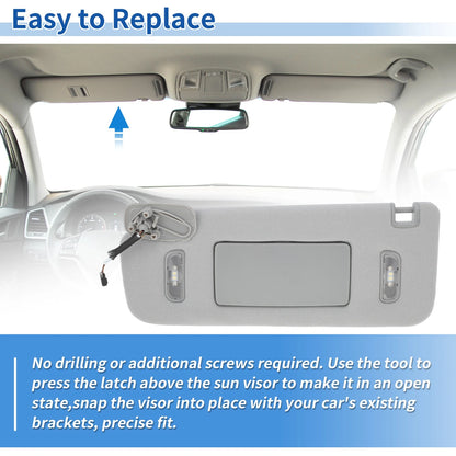 Left Side Sun Visor Gray for Chevrolet Silverado 1500 2500 3500 (2015-2018)