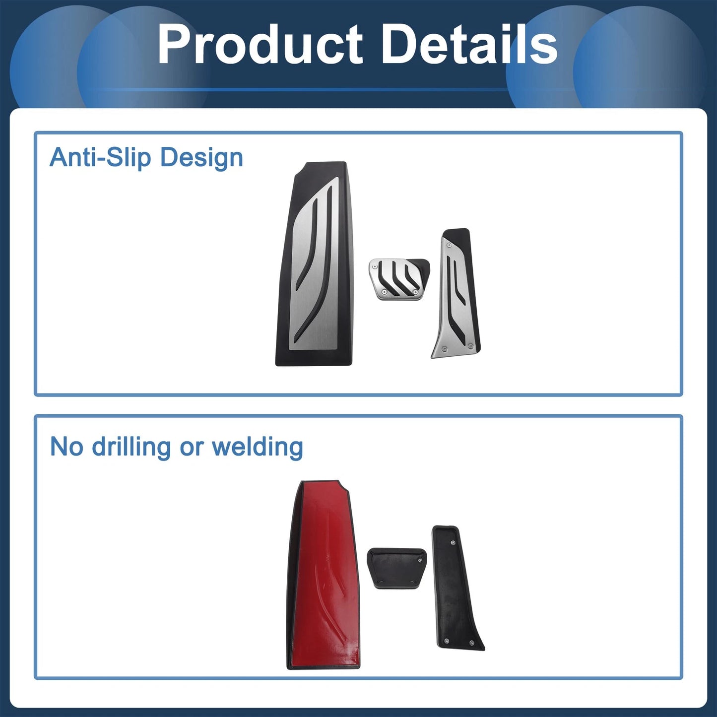 3 x Automatic Foot Accelerator Pedal Covers for BMW 5 Series E60 E61 (2004-2010)