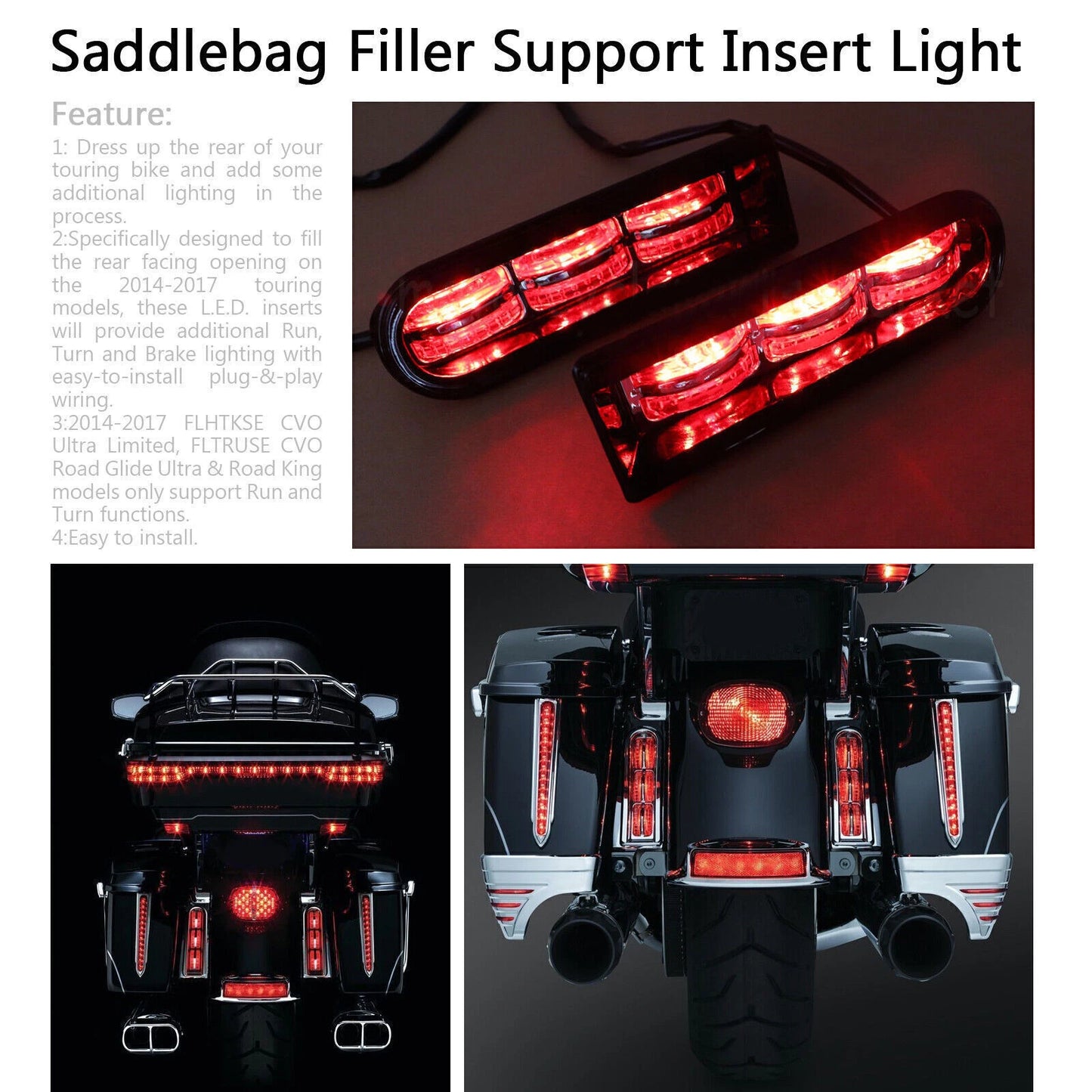 Saddlebag Filler Support Lights for Harley Touring Electra Glide (2014-2023)