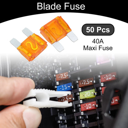 50 Pcs Maxi Fuse 40A Blade Fuse Orange for Car