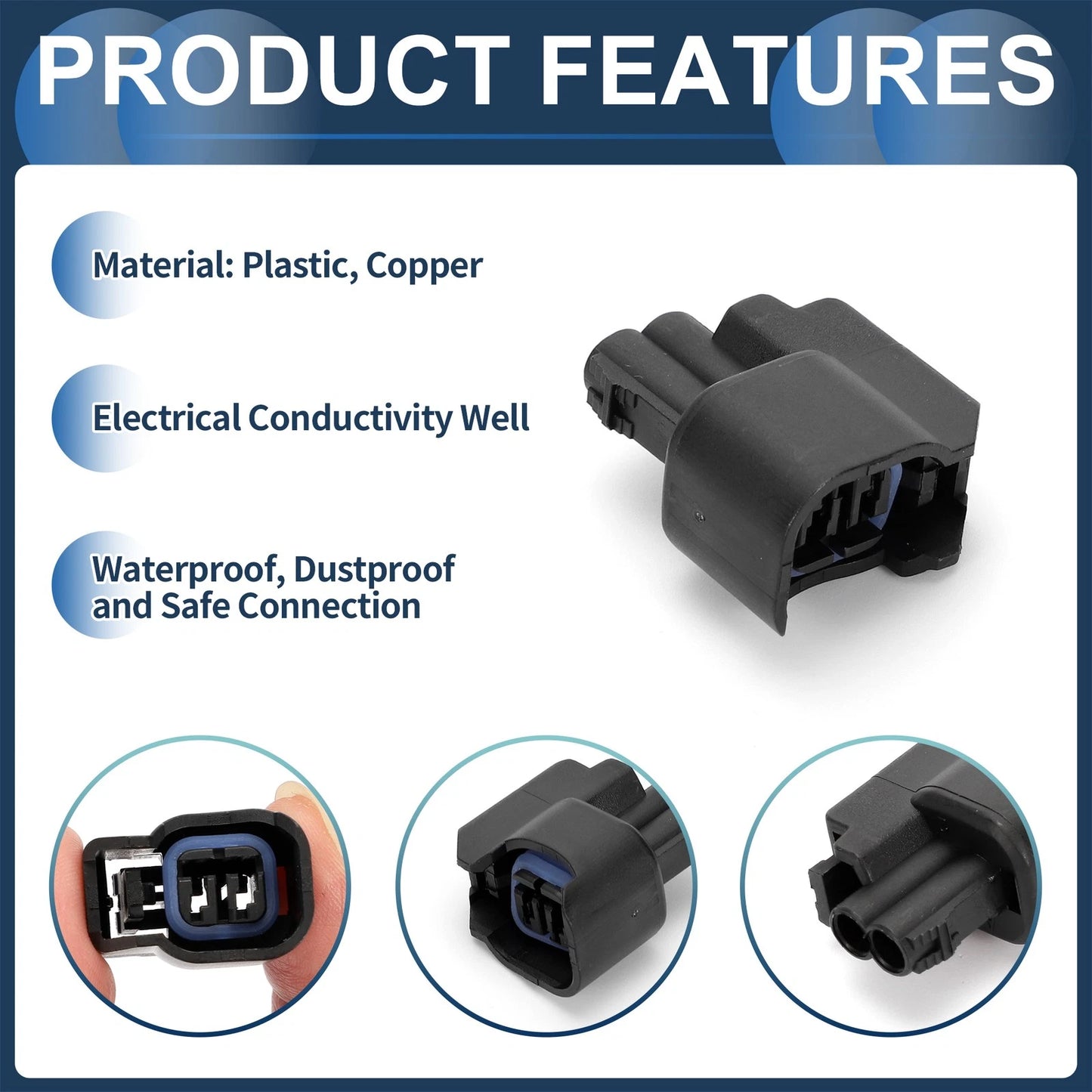 2 Pin Fuel Injector Waterproof Connector Plug for Chevrolet Black