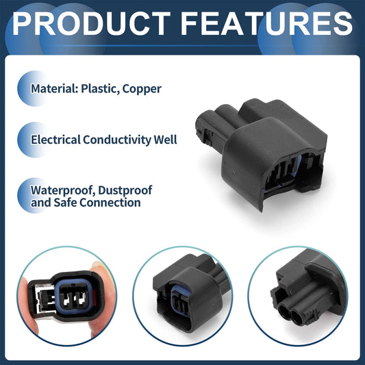 2 Pin Fuel Injector Waterproof Connector Plug for Chevrolet Black
