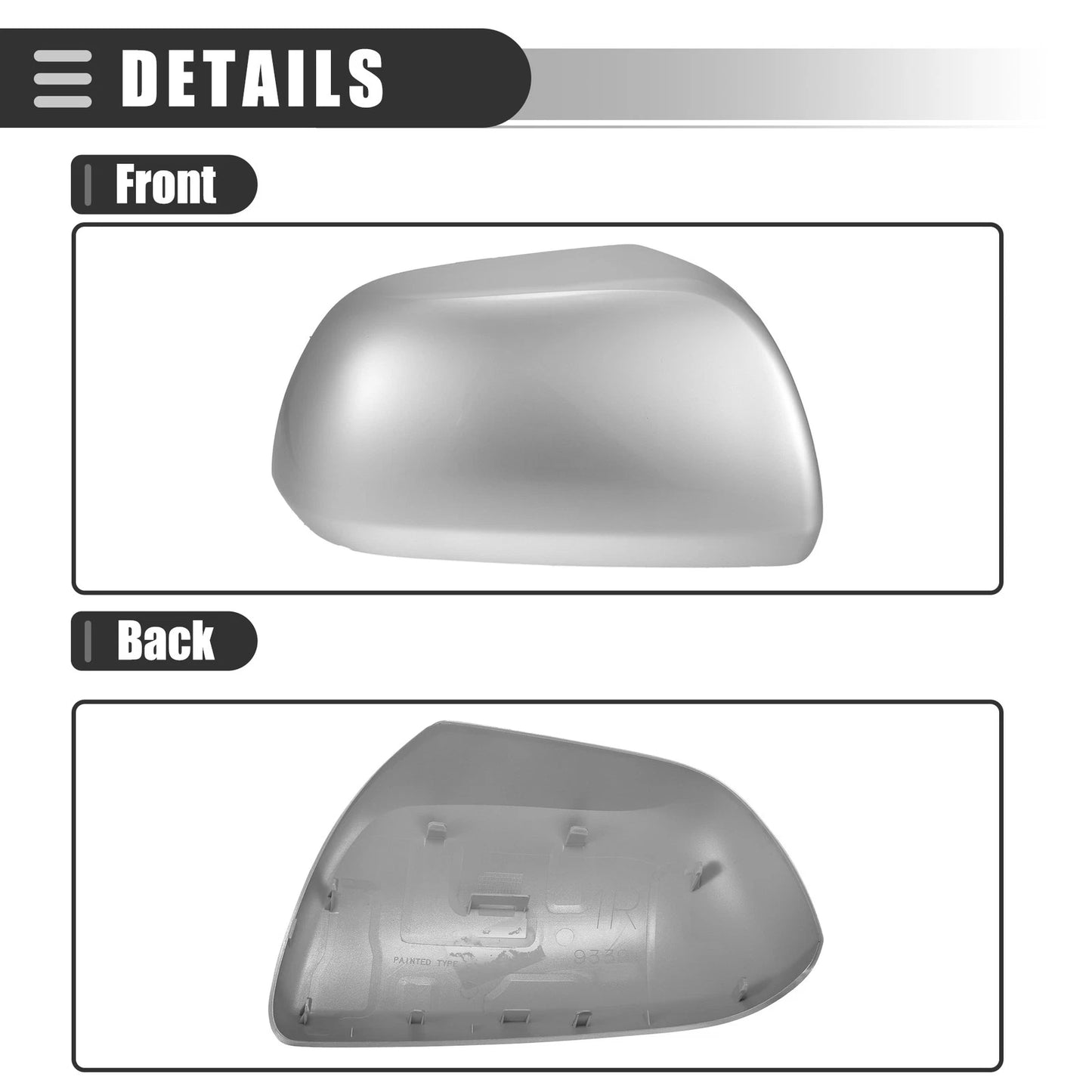 Right Side Mirror Cover for Toyota Highlander 2009-2014 (ABS Silver Tone)