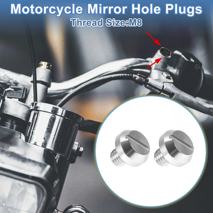 Hole Plugs M8x1.25 Left Hand Screws Silver Tone for Motorcycle
