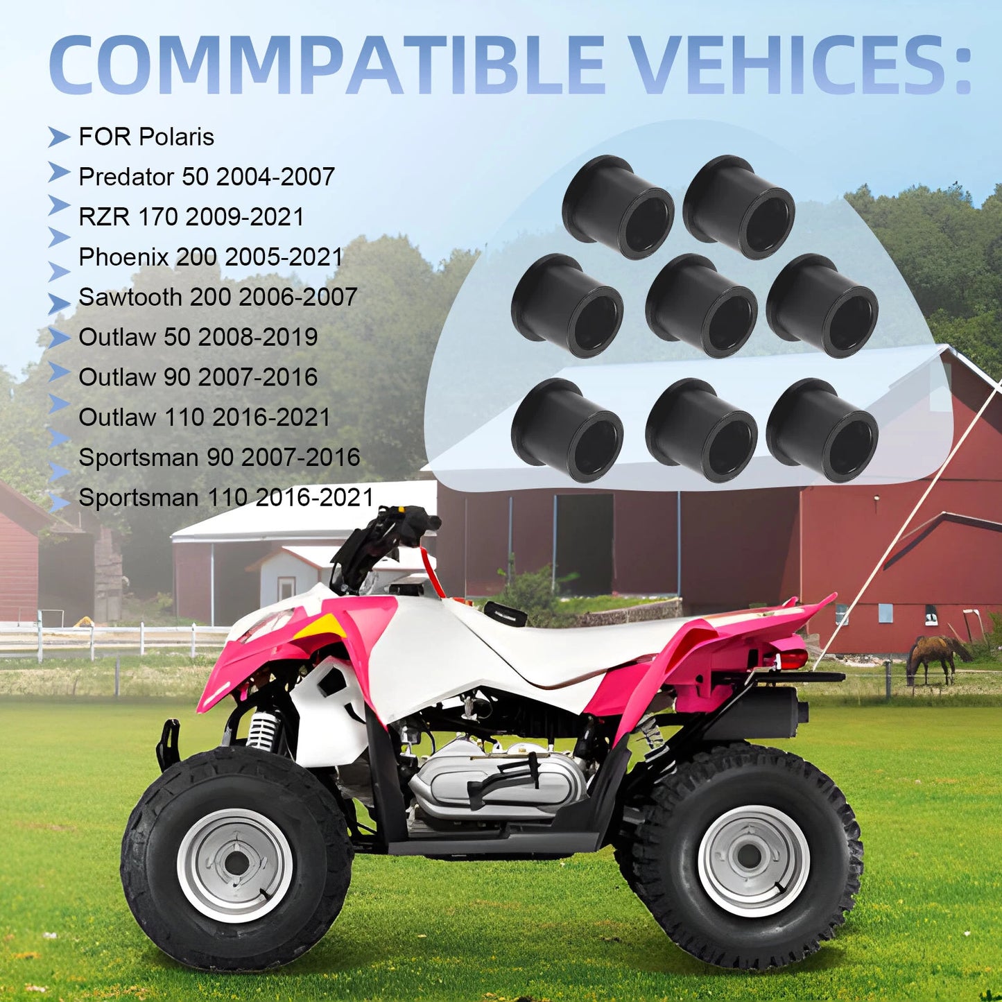 8Pcs Front A-Arm Bushing Set for Polaris RZR