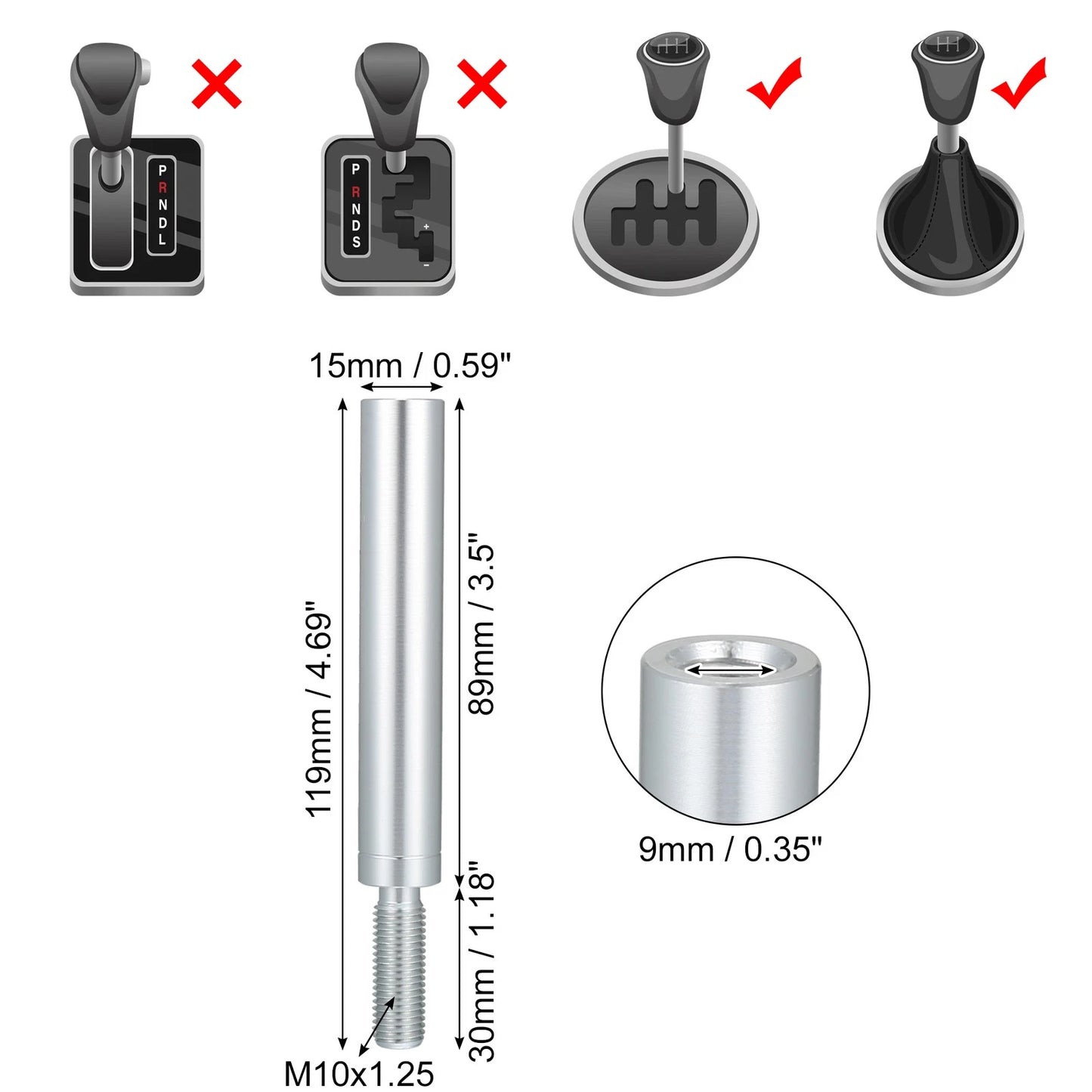3.5" Aluminum Alloy Shift Knob for Mitsubishi