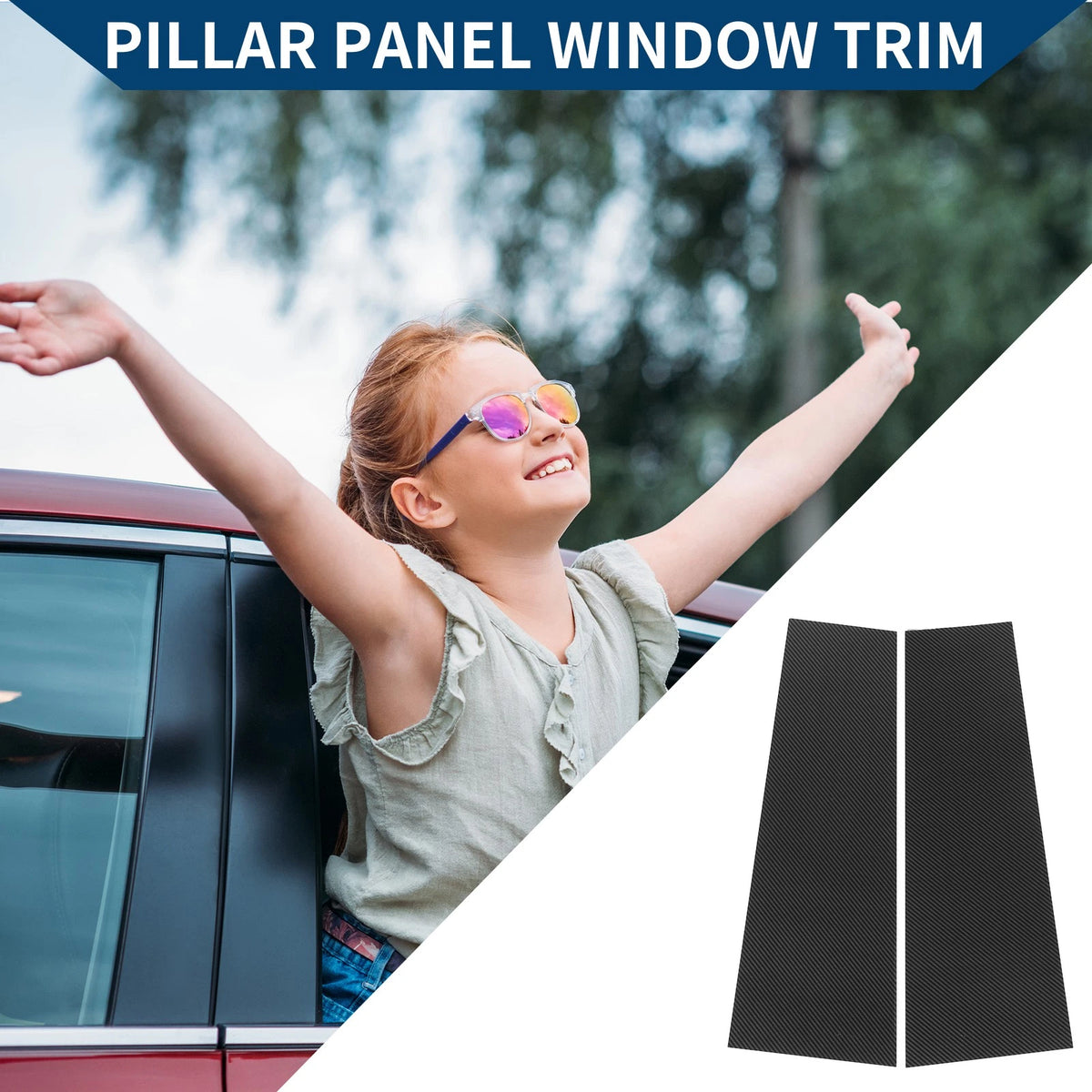 Car Pillar Window Trim for Ford Bronco 2021-2022 Black Carbon Fiber