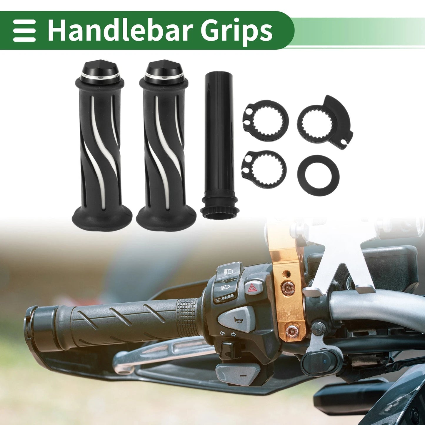 Grips / 7/8" 22mm Hand Grips Cover Kit for Motorcycle White Curve Pattern