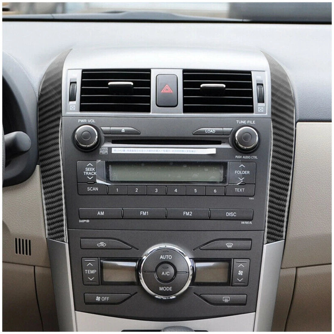 Carbon Fiber Center Console Side Cover Sticker for Toyota Corolla (2006-2012)