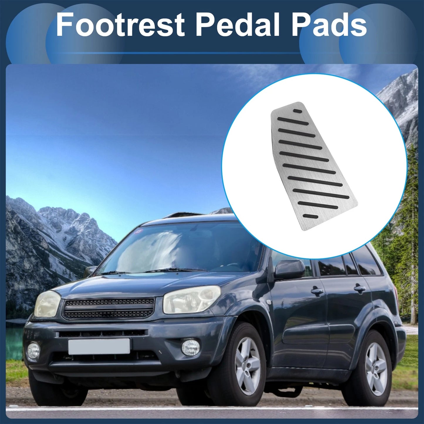 Footrest Pedal Cover for Toyota RAV4 (2019-2024) - Aluminum Alloy Silver Tone