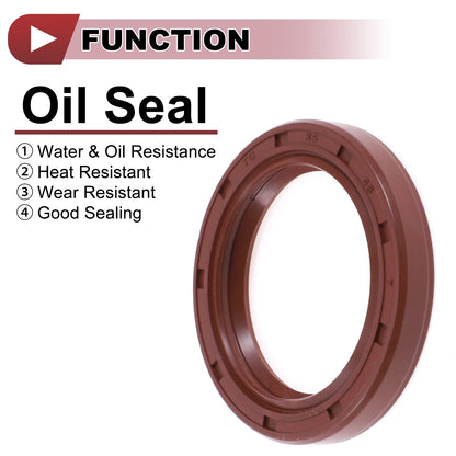 Oil Seal 35x48x7mm FKM Rubber Brown 2 x Pcs for Vehicle