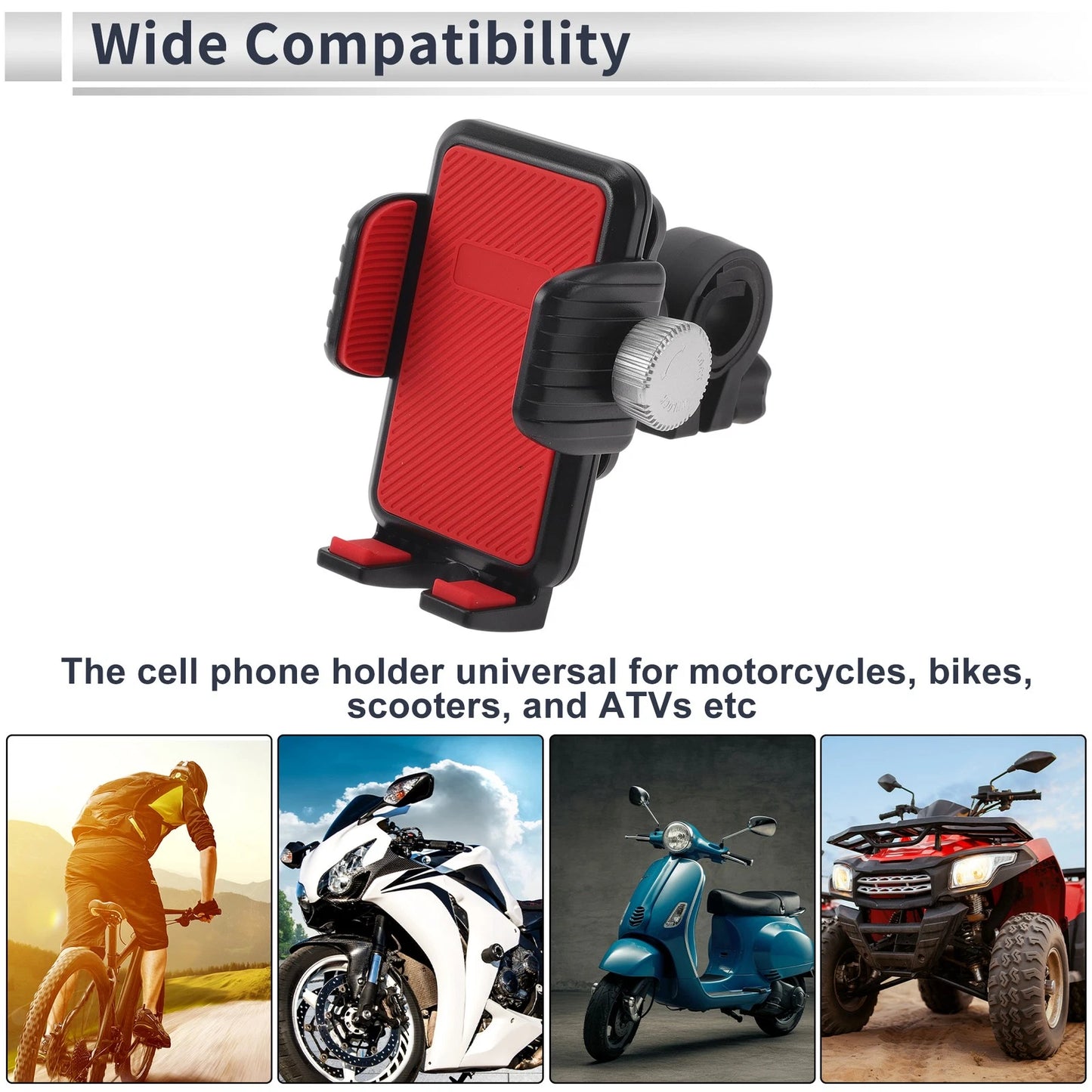 Handlebar Mount Phone Holder 4.7-7.2 Phones PC Red for Motorcycle