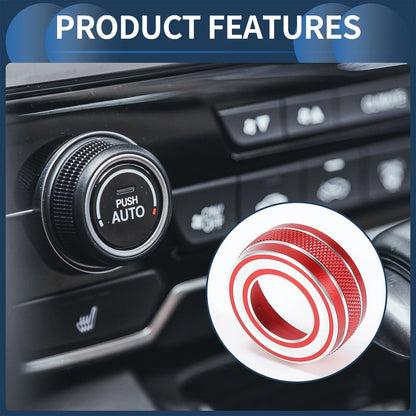 4WD Headlight Switch Knob Cover Ring Red for GMC Canyon (2015-2022) 7Pcs