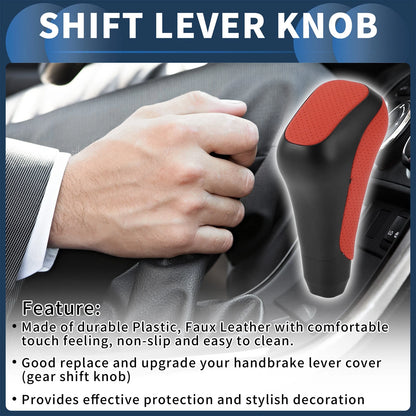 Automatic Gear Shift Knob Faux Leather Black Red for Toyota 4Runner (2012–2021)