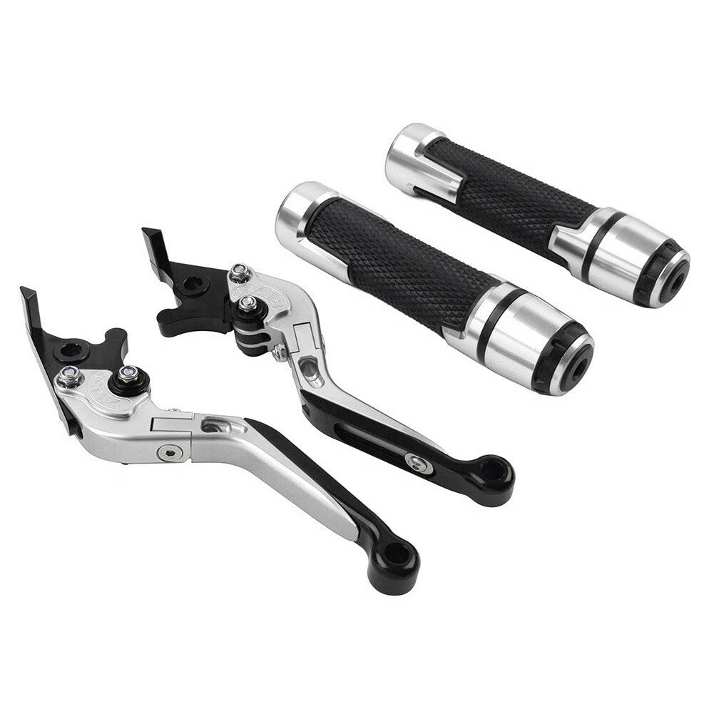Silver Adjustable Brake Clutch Lever Grip Set for Kawasaki ER6F ER6N (2006-2016)