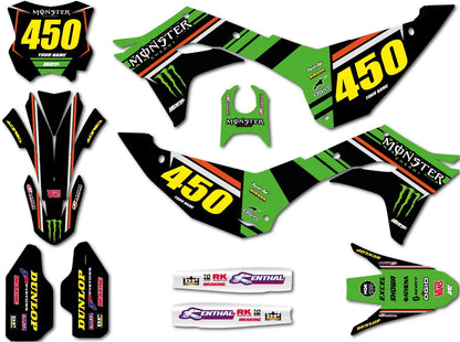 Full Graphics Kit for KXF 450 2024 - BURNOUT Style Custom Stickers Decals