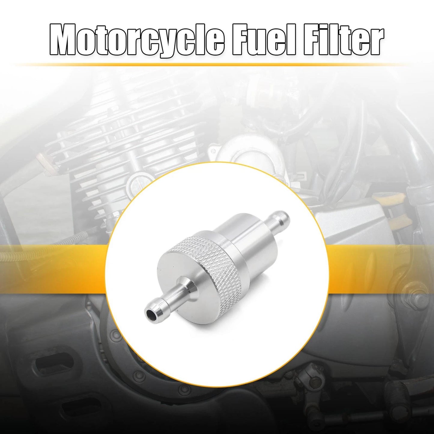Aluminum Alloy Motorcycle Oil Fuel Filter Cleaner Silver Tone for 6mm Dia Hose