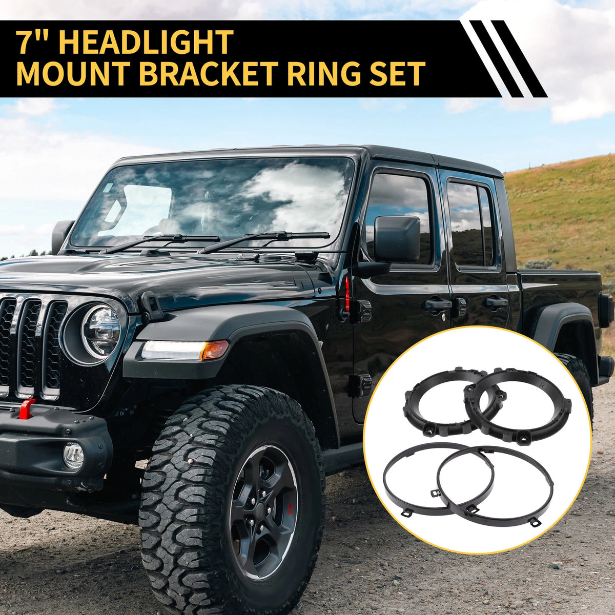 7 Inch Round Headlight Mounting Bracket Set for Jeep Wrangler TJ (1997-2006)