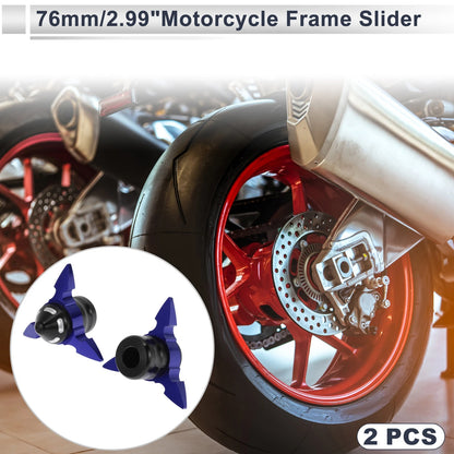 2 x 0.59" Aluminum Alloy Plastic Slider Frame Blue for Motorcycle