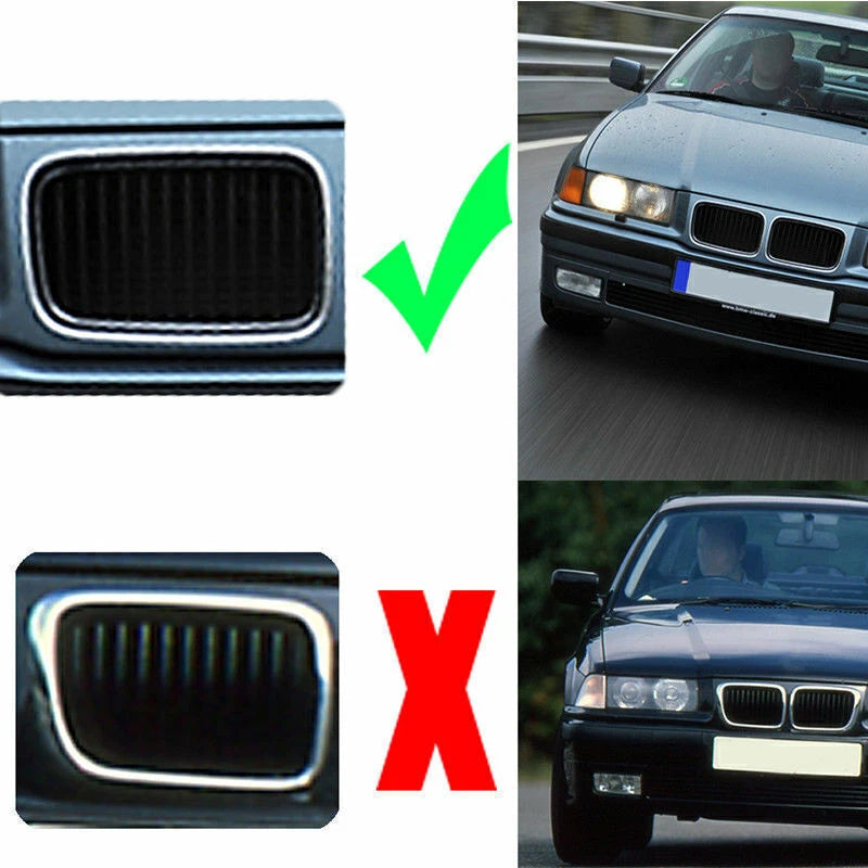 Gloss Black Front Kidney Grilles for BMW E36 3 Series Sedan (1992-1996)
