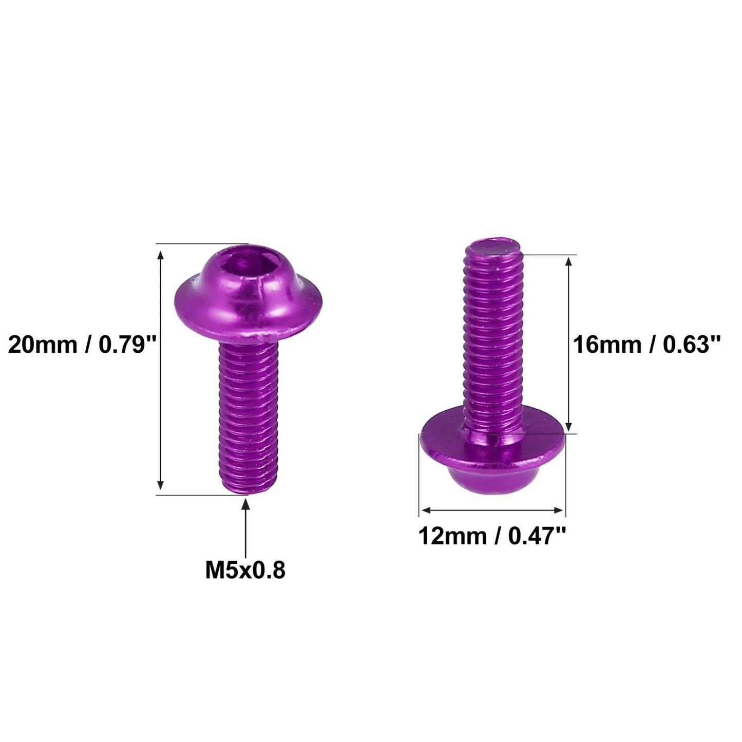 10 x M5 5mm Windscreen Screws for Motorcycle Fairing Bolts Purple