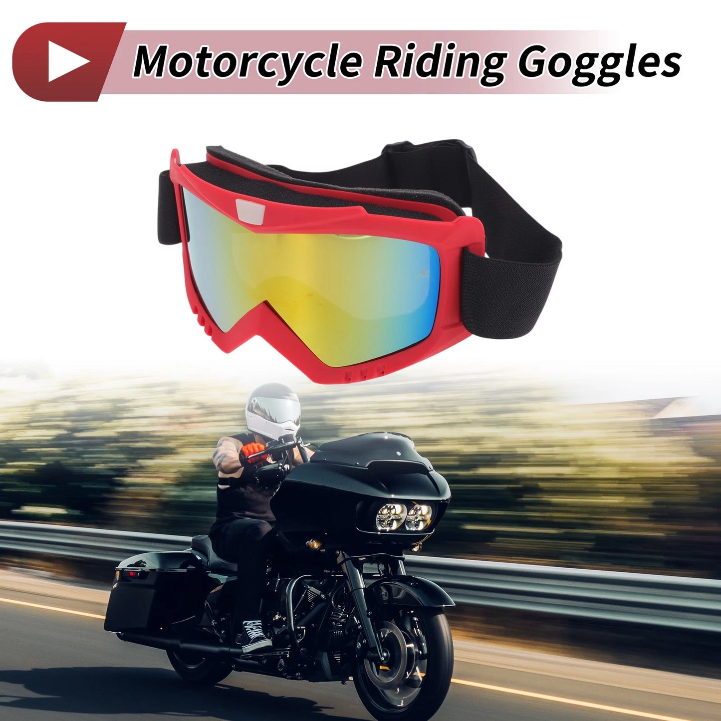 1 Pc Motorcycle Riding Goggles Red Lens Frame for PC Cycling Sunglasses