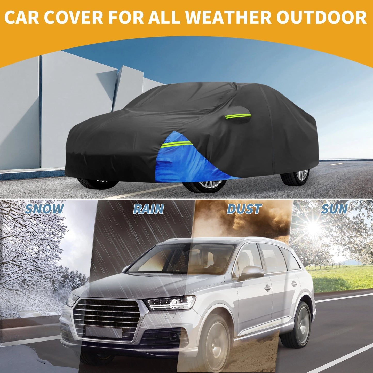 Car Cover Waterproof with Door Zipper Oxford Cloth for Toyota Camry