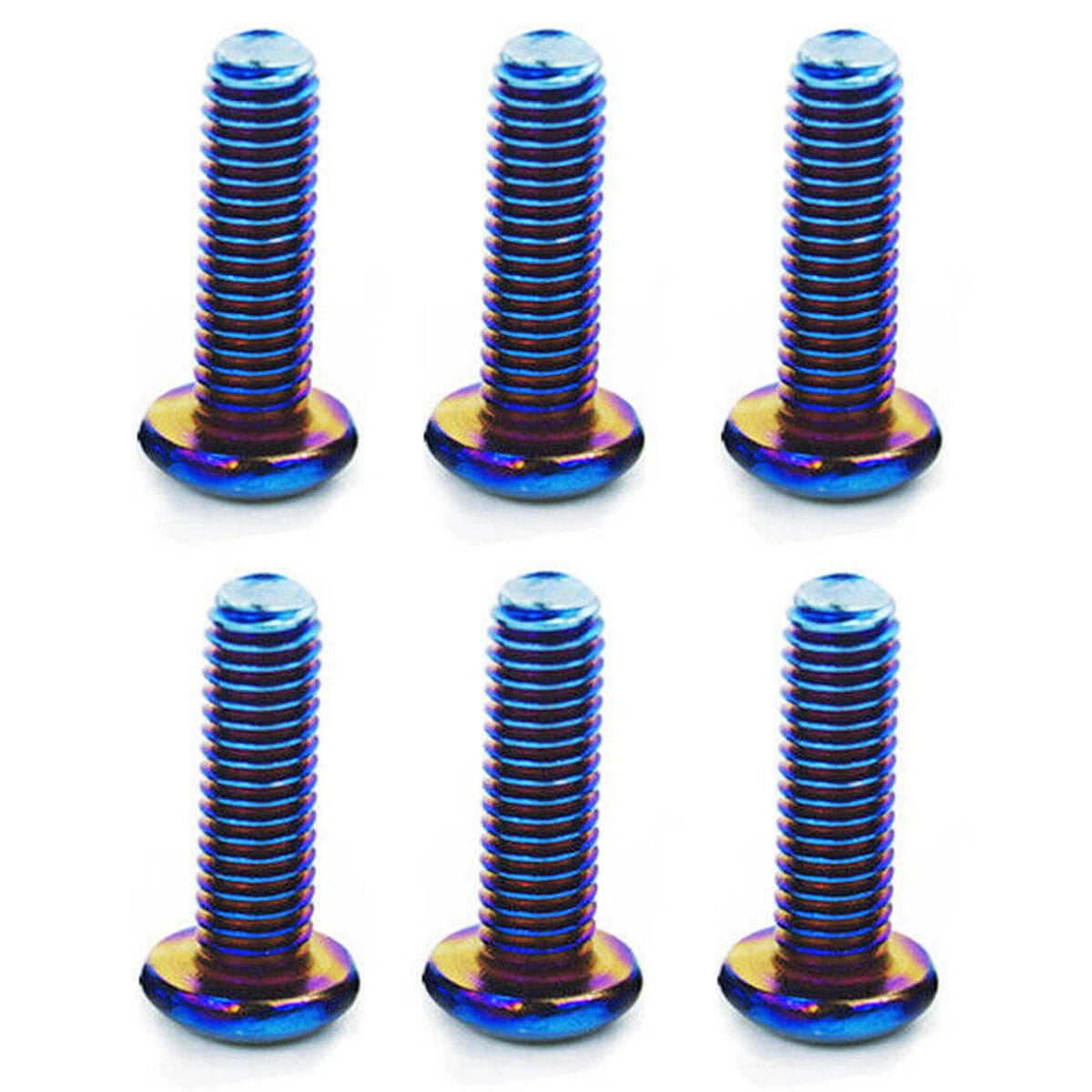 6 x Pan Head Burnt Titanium Blue Steering Wheel Bolts for Boss Kit